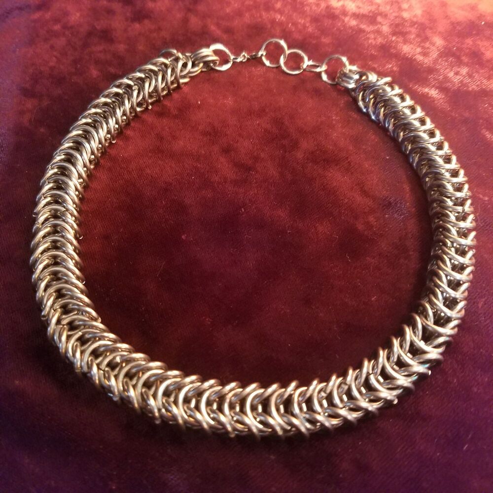 Vintage Handmade Chainmail Necklace Choker, Renaissance Faire